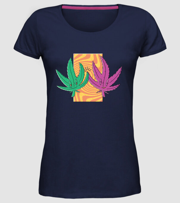Frunze marijuana salut model albastru închis pe tricou