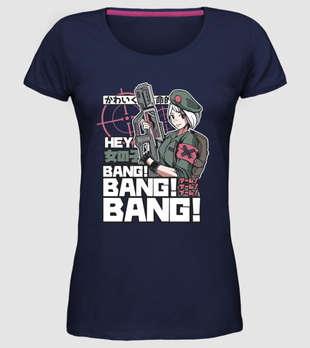 Fată Anime Gerilla model albastru închis pe tricou