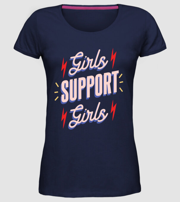 Girls Support Girls Ziua Femeii model albastru închis pe tricou