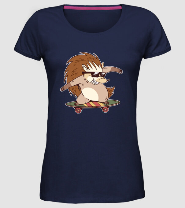 Arici Skateboarder model albastru închis pe tricou
