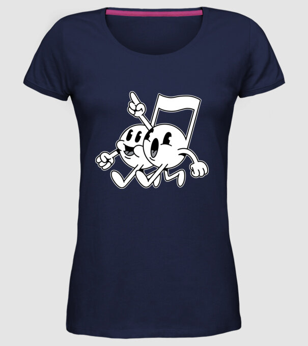Note muzicale model albastru închis pe tricou