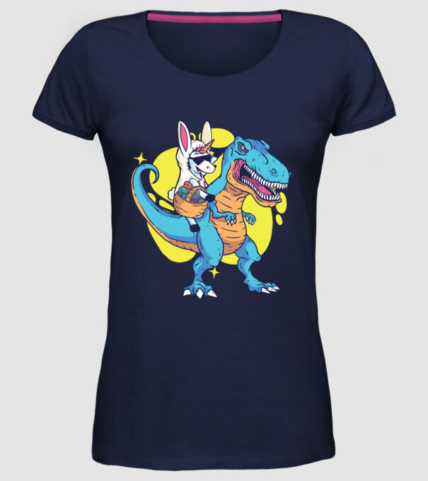 Dinozaur de Paște model albastru închis pe tricou