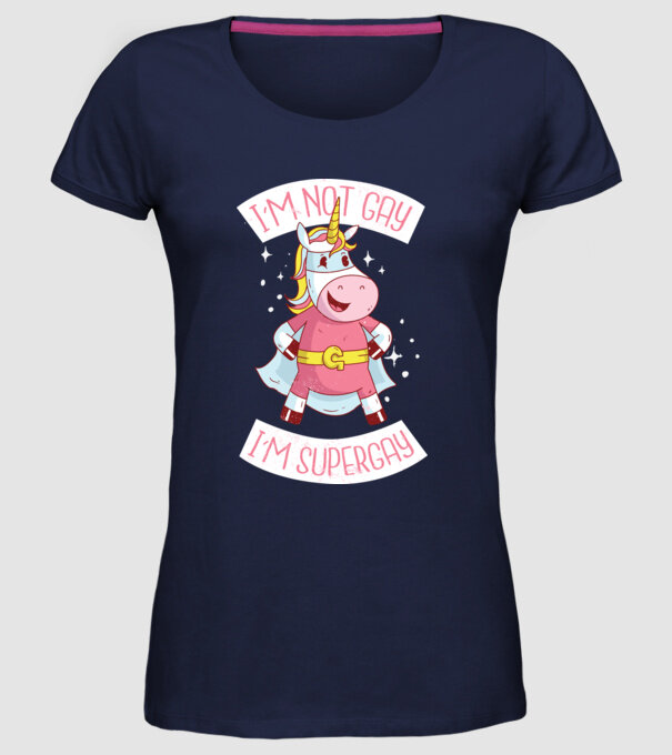 'I''m not gay i''m supergay' model albastru închis pe tricou