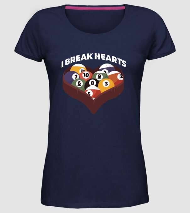 I break hearts - Biliard model albastru închis pe tricou