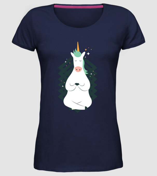 Yoga Unicron model albastru închis pe tricou