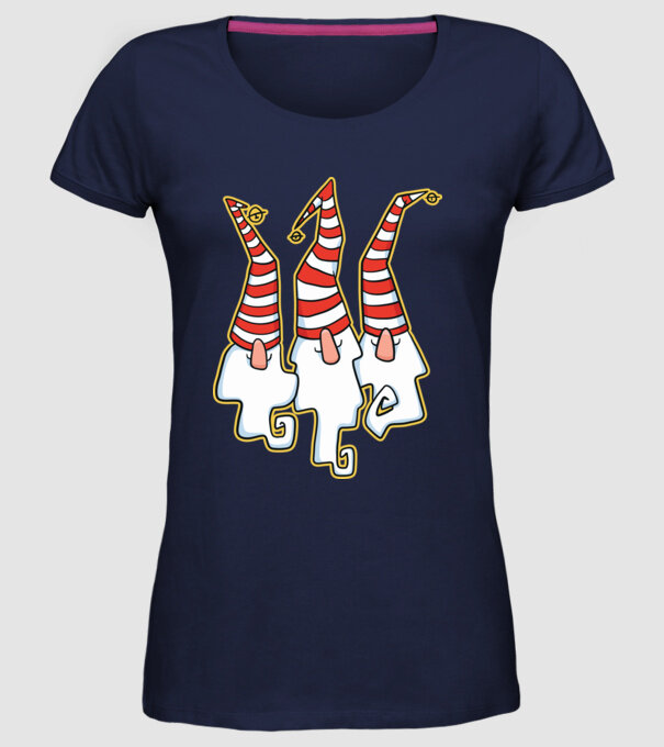 Elfi de Crăciun model albastru închis pe tricou