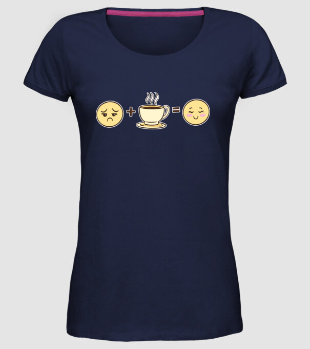 Cafea Fericire model albastru închis pe tricou