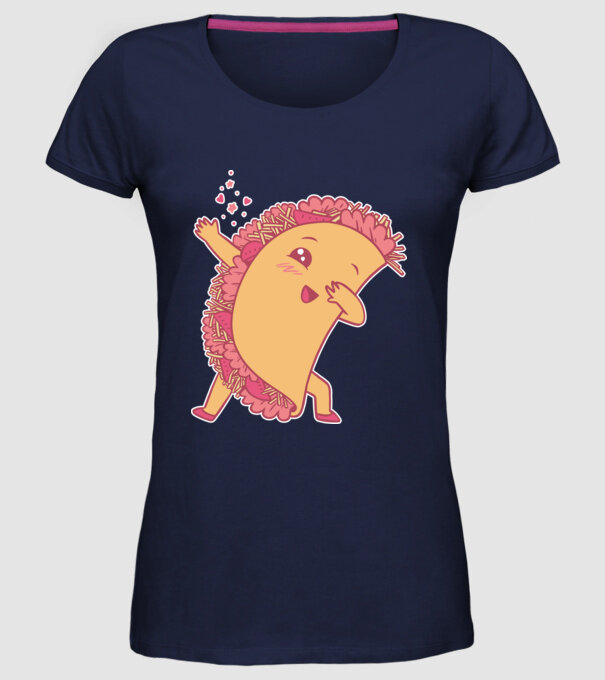 Kawaii Taco DAB model albastru închis pe tricou