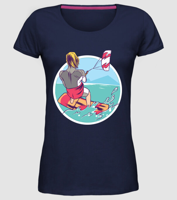 Kite Surf model albastru închis pe tricou