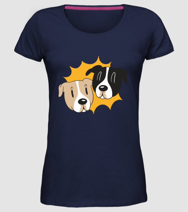 Capete de câini model albastru închis pe tricou