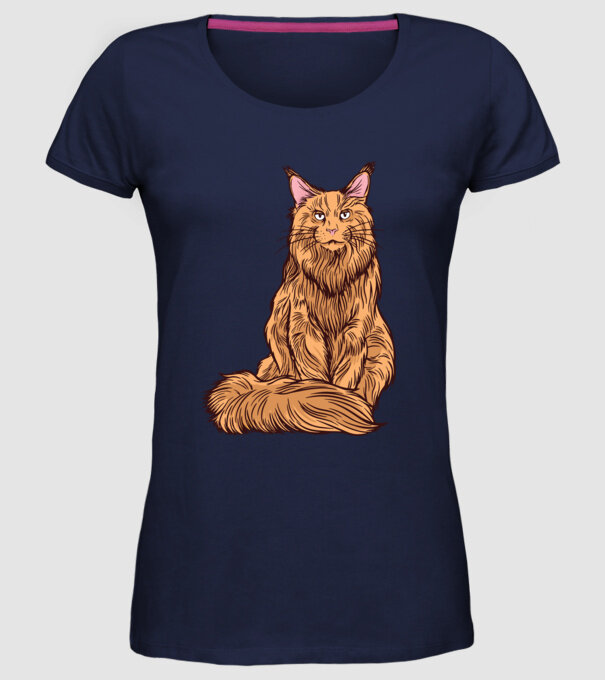 Pisică Maine Coon model albastru închis pe tricou