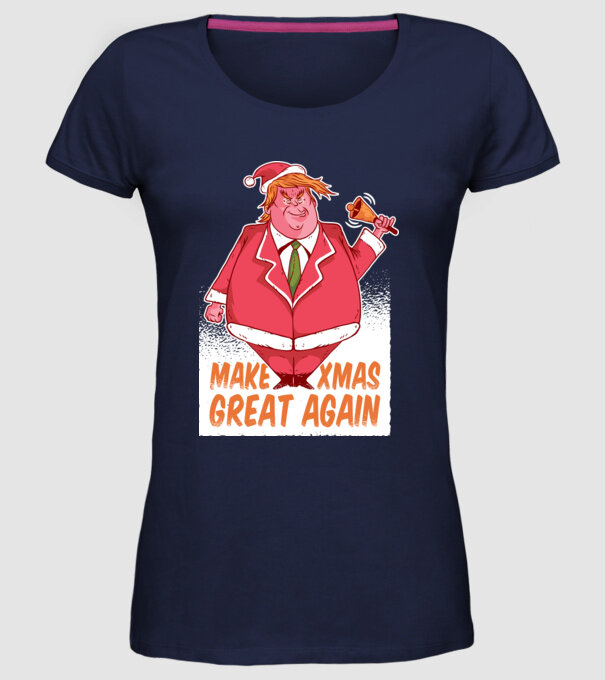 Make Xmas Great again Trump tricou amuzant Crăciun model albastru închis pe tricou