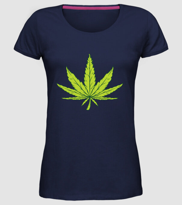 Frunză de marijuana model albastru închis pe tricou