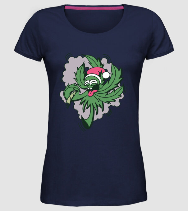 Marijuana Santa model albastru închis pe tricou