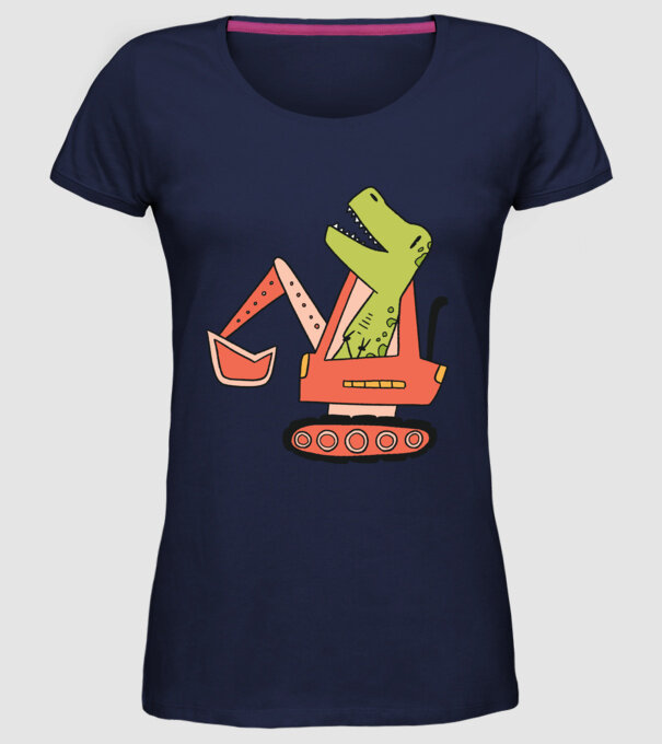 Excavator dinozaur model albastru închis pe tricou