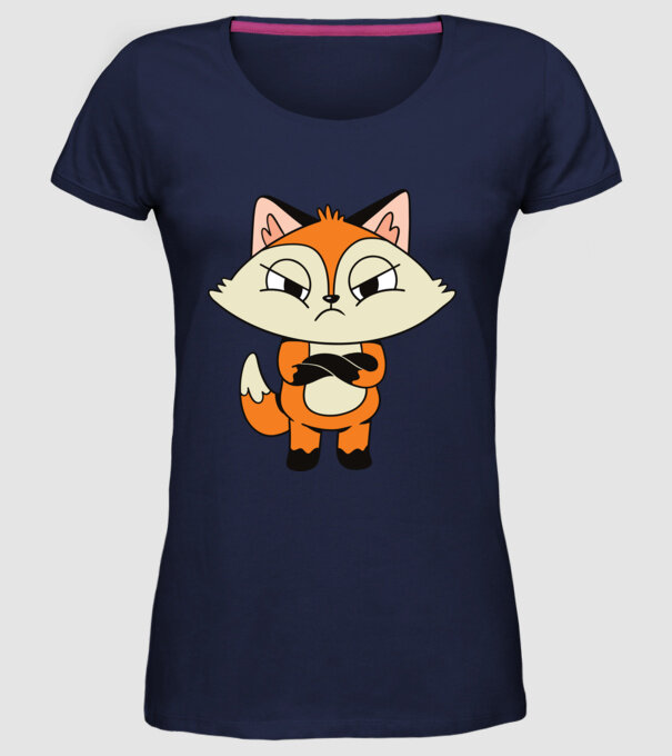 Vulpe furioasă model albastru închis pe tricou