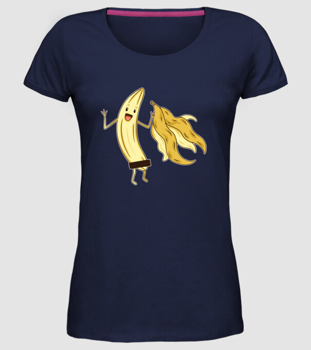Banană goală model albastru închis pe tricou
