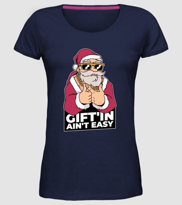 Moș Crăciun Gangster - tricou amuzant Crăciun model albastru închis pe tricou