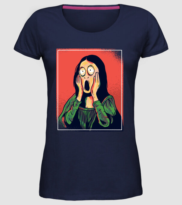 Mona Lisa țipăt model albastru închis pe tricou