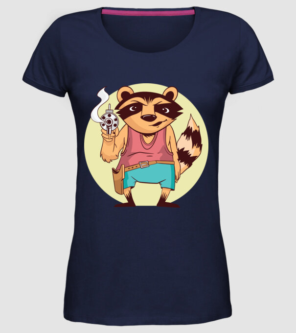 Raton cu armă model albastru închis pe tricou