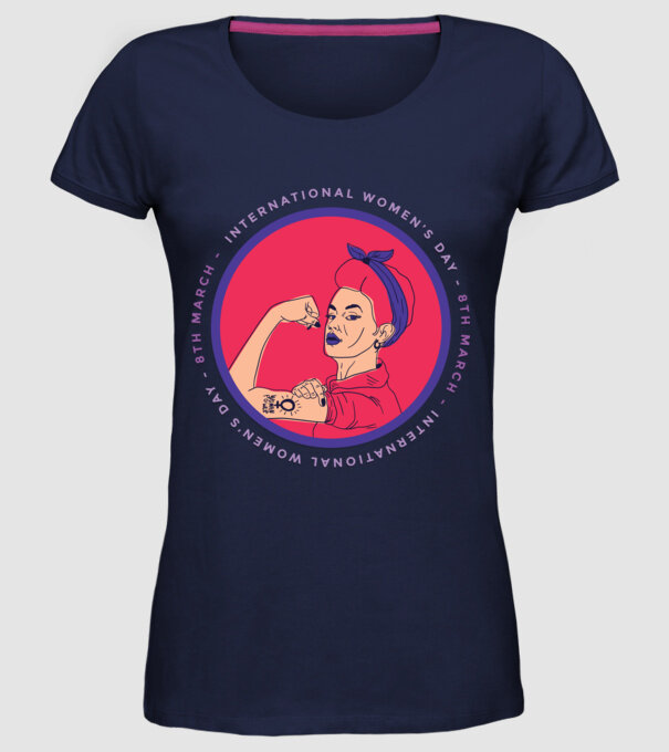 Ziua Internațională a Femeii 8 martie model albastru închis pe tricou
