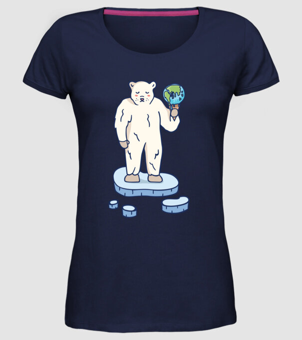 Topirea gheții cu urs polar model albastru închis pe tricou