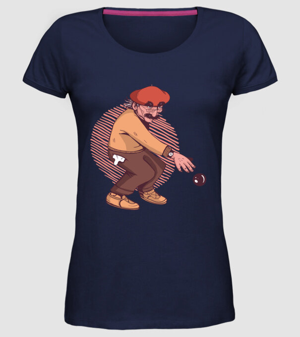 Petanque bătrân model albastru închis pe tricou