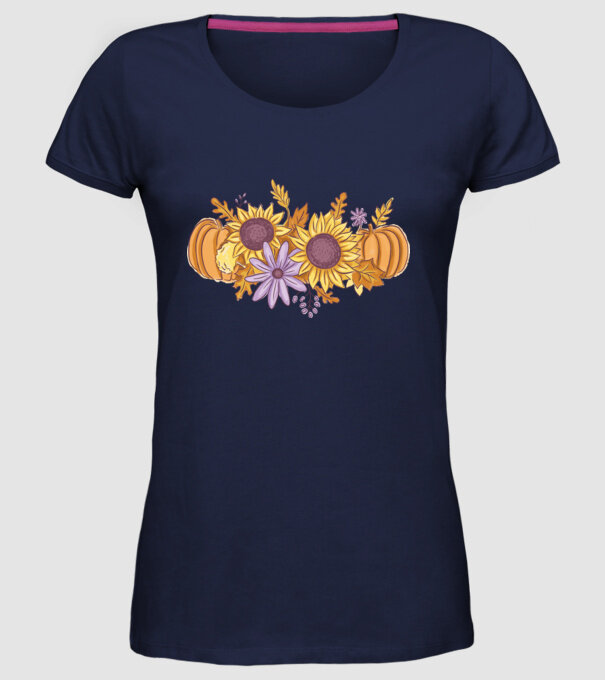 Scena de toamnă Halloween model albastru închis pe tricou