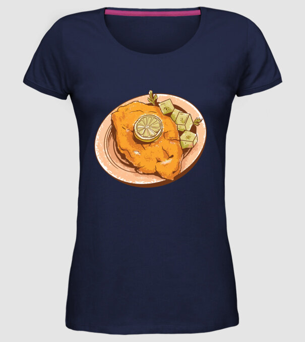 Șnițel vienez Wiener Schnitzel model albastru închis pe tricou