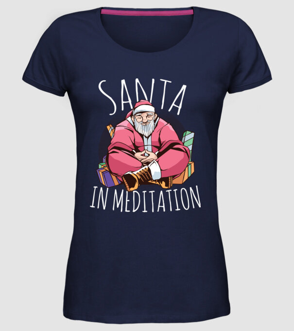 Santa Meditație model albastru închis pe tricou