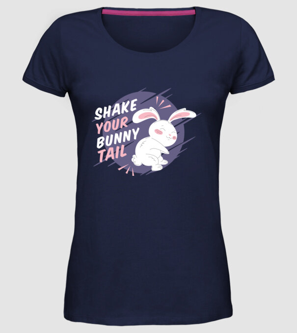 Shake your bunny tail model albastru închis pe tricou