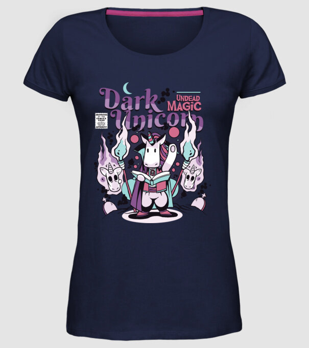 Magie neagră Unicorn model albastru închis pe tricou