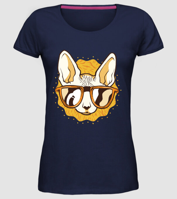 Sphynx Pisică Cool model albastru închis pe tricou