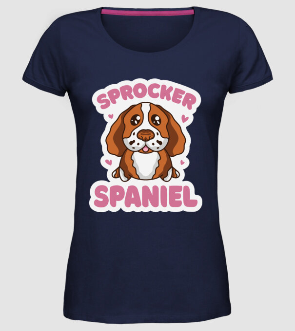 Sprocker Spaniel model albastru închis pe tricou
