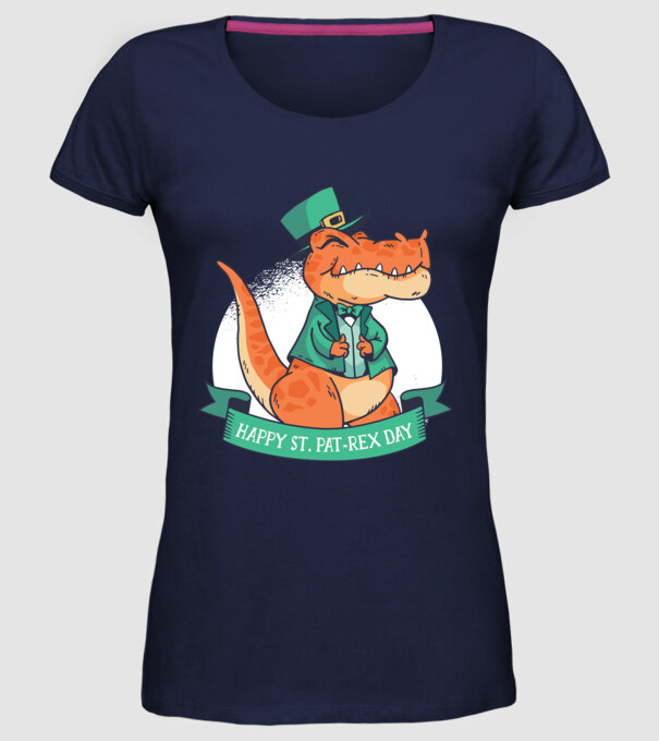 Dinozaur Sfântul Patrick model albastru închis pe tricou