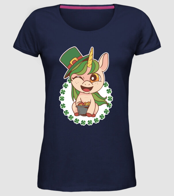 St Patrick Unicorn model albastru închis pe tricou