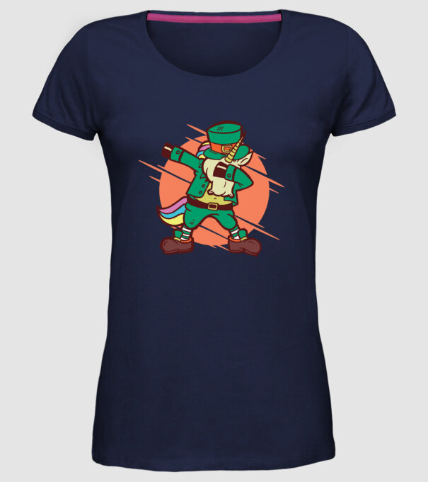 St Patrick Unicorn DAB model albastru închis pe tricou