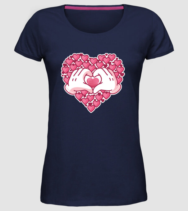 'Inimi îndrăgostite pentru Valentine''s Day' model albastru închis pe tricou
