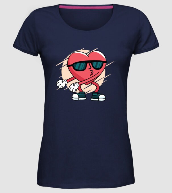 Inimă DAB Floss Heart tricou model albastru închis pe tricou