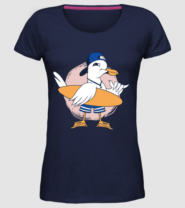 Pescăruș Surfing model albastru închis pe tricou