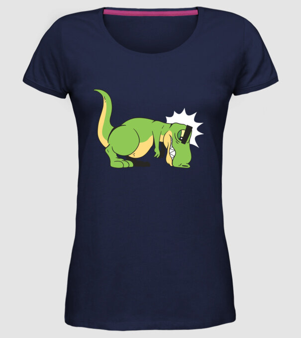 T-rex Push-up model albastru închis pe tricou