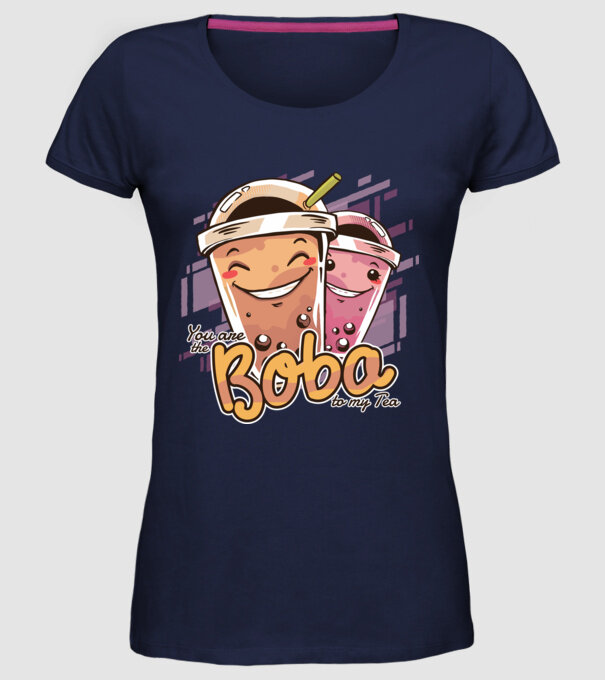 Tu ești Boba pentru ceaiul meu model albastru închis pe tricou
