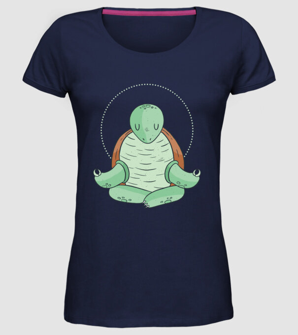Broască țestoasă Yoga model albastru închis pe tricou
