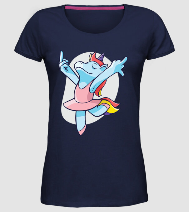 Unicorn Balet dans model albastru închis pe tricou