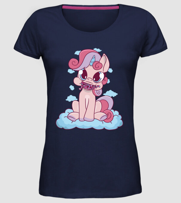 Unicorn cu bomboane model albastru închis pe tricou