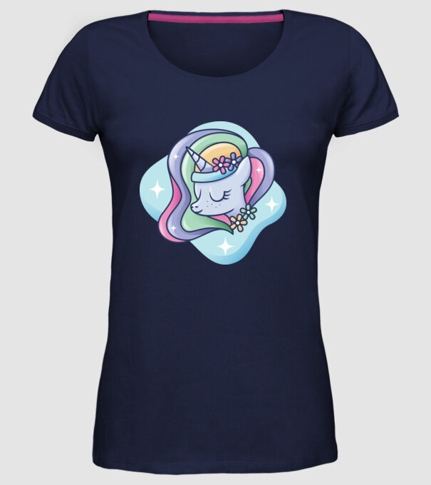 Cap de unicorn model albastru închis pe tricou