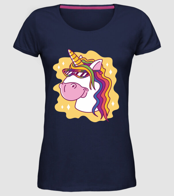 Cap de unicorn model albastru închis pe tricou