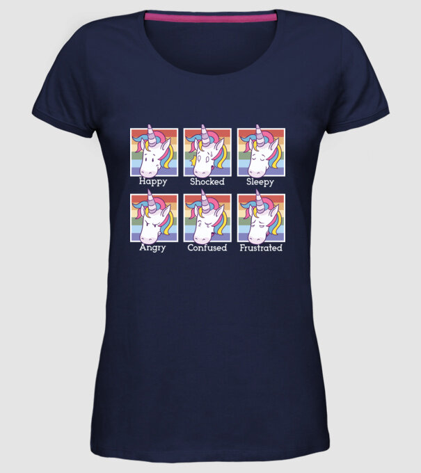 Capete de unicorn model albastru închis pe tricou