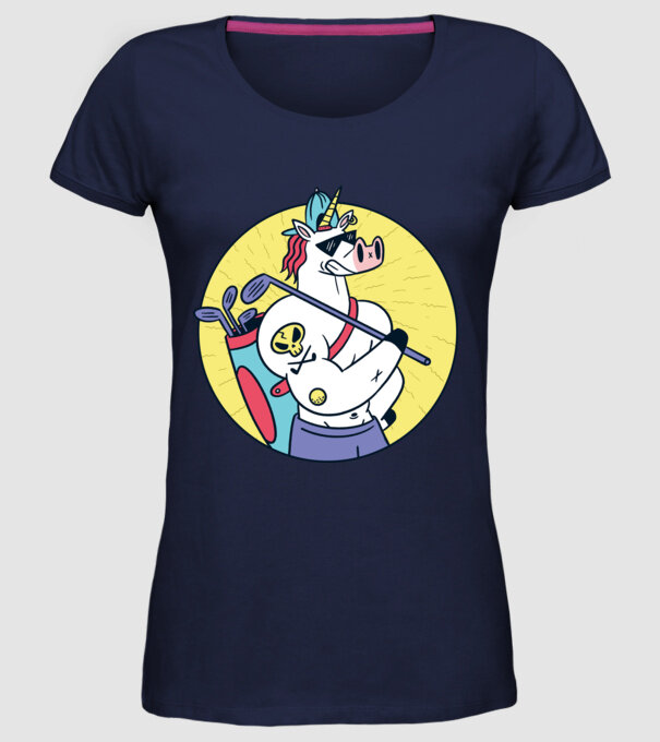 Unicorn Golf model albastru închis pe tricou