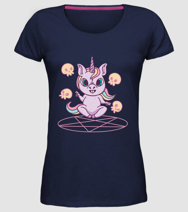 Unicorn invocare model albastru închis pe tricou